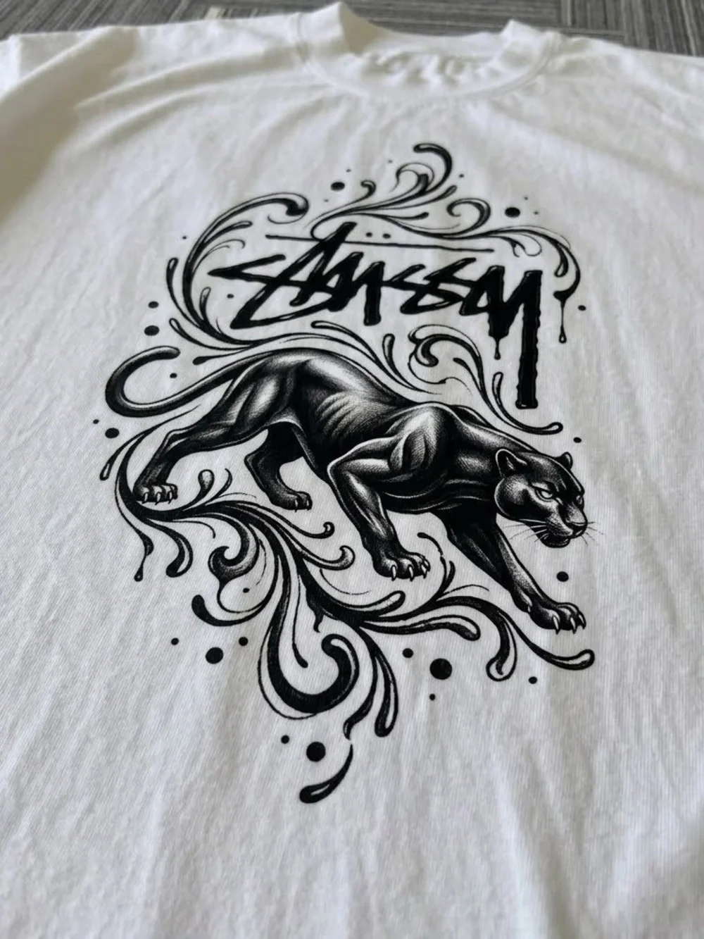 Gildan Stussy Panther Graphic White Tee